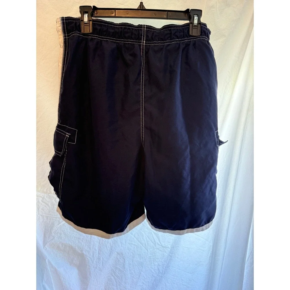 Sonoma Life Style Mens XL Swim Trunks‎ Navy Blue Cargo Board Shorts Mesh Lining